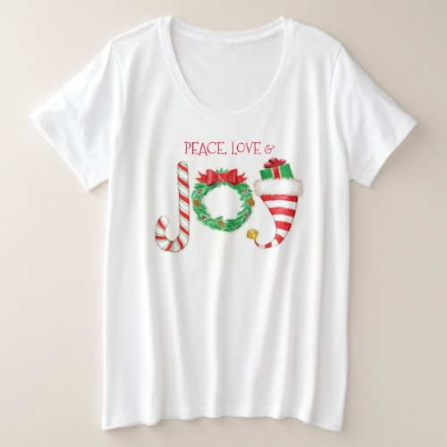 Peace Love  Joy Christmas Plus Size T_Shirt