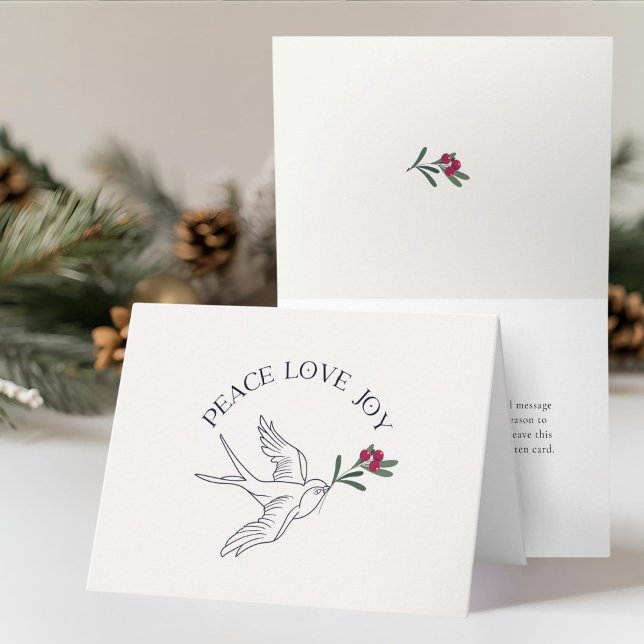 Peace Love Joy Christmas Snow Bird Card (Creator Uploaded)
