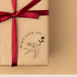 Peace Love Joy Christmas Snow Tattoo Bird Berries  Rubber Stamp<br><div class="desc">Simple and chic. This vintage tattoo inspired rubber stamp features a winter snow bird with berries in its beak and the text PEACE LOVE & JOY. Spruce up your winter holiday or christmas gift wrapping sheets, tissue paper, boxes and envelopes with this delightful festive design. View full collection here: https://www.zazzle.com/collections/peace_love_joy_snow_bird_christmas_items-119230084484852620...</div>