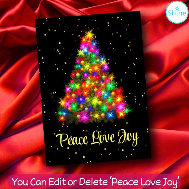 Peace Love Joy Christmas Tree Lights 2 Side Design Holiday Card (Creator Uploaded)