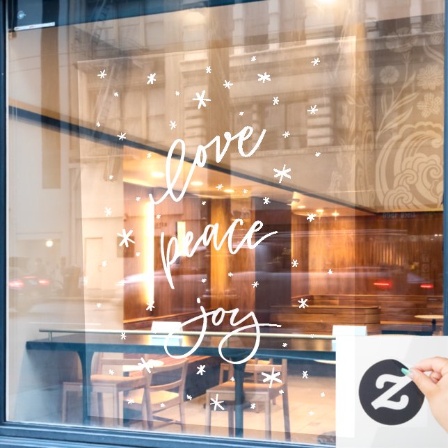Peace Love Joy Christmas, Winter Window Cling (Cafe Window)