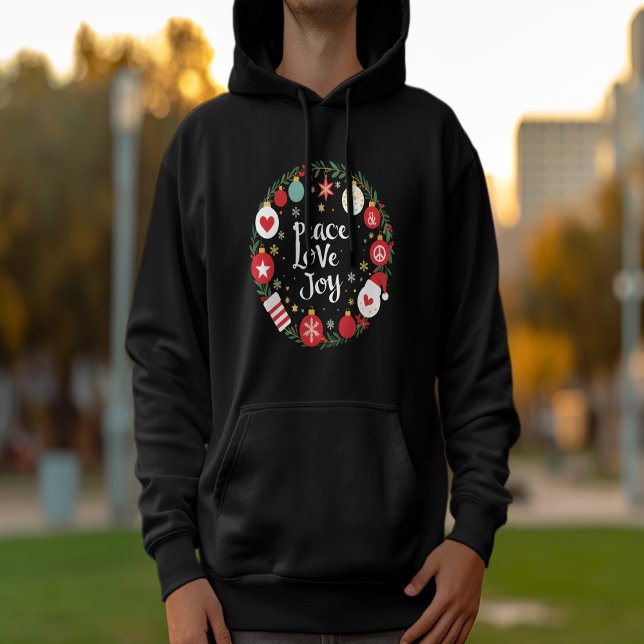Peace Love Joy Christmas Wreath Festive  Hoodie (Creator Uploaded)