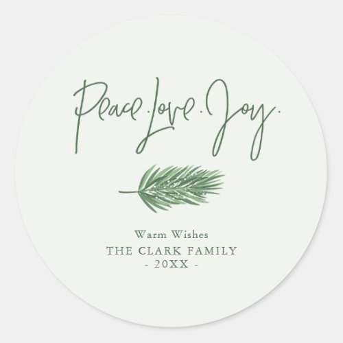 Peace Love Joy Classic Round Sticker