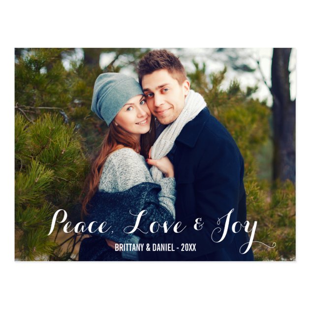 Peace Love & Joy Couple Photo Postcard W