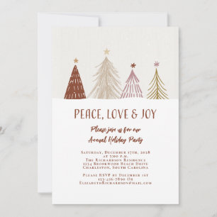Peace Love Joy Elegant Holiday Party Festive Invitation