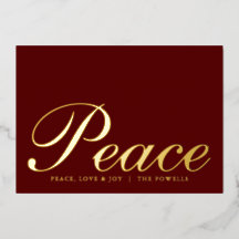 Peace Love Joy Elegant Typography Burgundy Gold