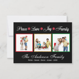 Peace Love Joy Family - 3x5 Holiday Card