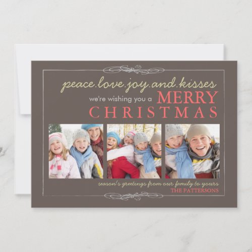 Peace Love Joy Family Merry Christmas Photo Card