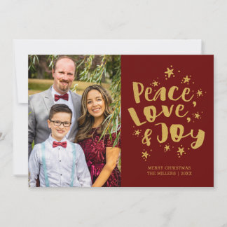 Peace Love Joy Family Photo Christmas Card