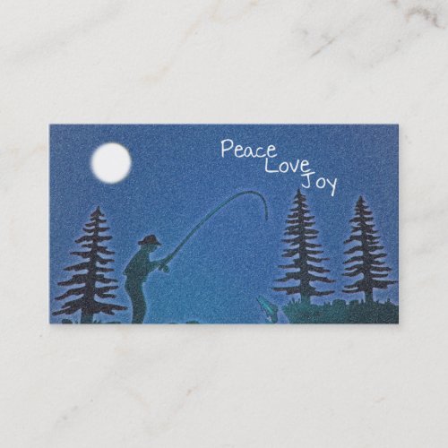 Peace Love Joy  Fly Fisherman in Snow Business Card