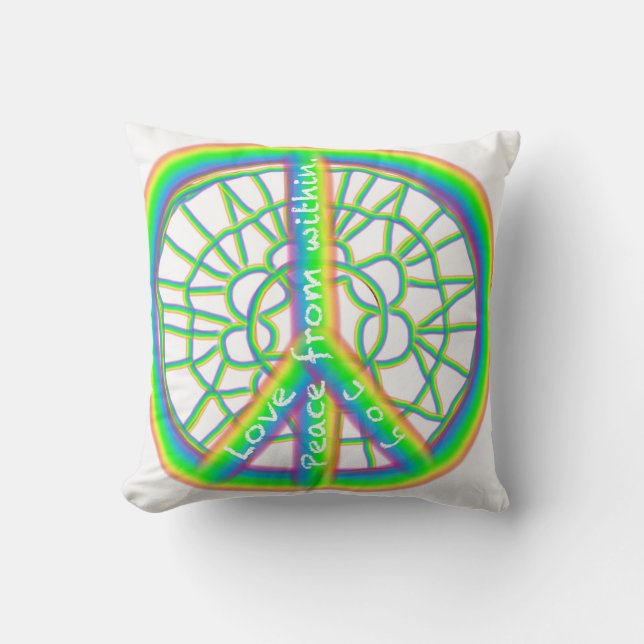 Peace, Love, Joy From Within Throw Pillow (Front)