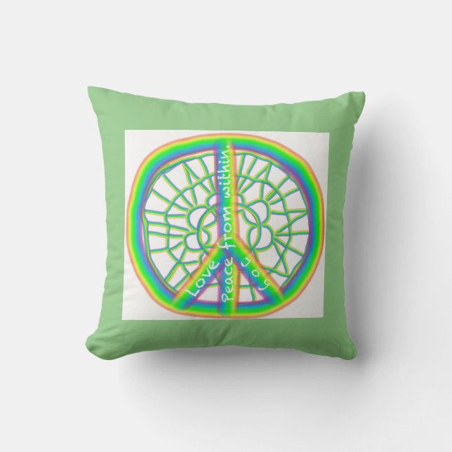 Peace, Love, Joy From Within Throw Pillow (Front)
