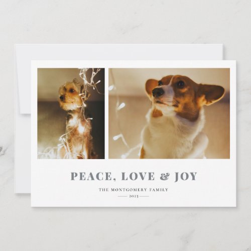 Peace Love Joy Gray Fair Isle Photo Holiday Card