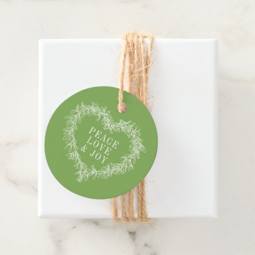 Peace love joy green mistletoe Christmas green Favor Tags