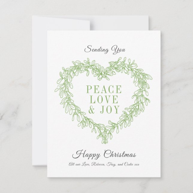 Peace, love joy green mistletoe heart Christmas (Front)