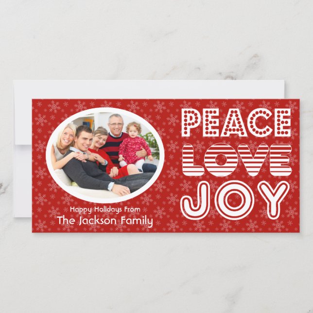 Peace Love Joy Happy Holidays Holiday Card (Front)
