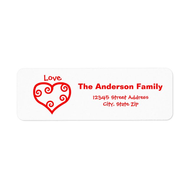 Peace, Love, Joy Heart - Return Address Label (Front)