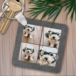 Peace Love Joy Holiday Chalkboard Photo Collage Keychain