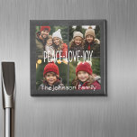 Peace Love Joy Holiday Chalkboard Photo Collage Magnet<br><div class="desc">Use 4 square or instagram pictures to make a unique and trendy Merry Christmas memento. If you need to move anything around,  click on the customize button to make changes.</div>