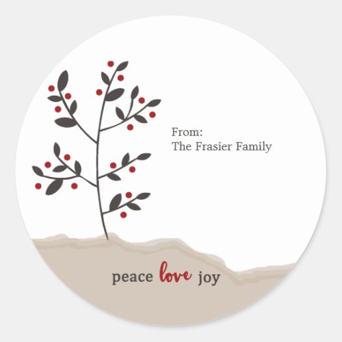 Peace Love Joy Holiday Gift Classic Round Sticker