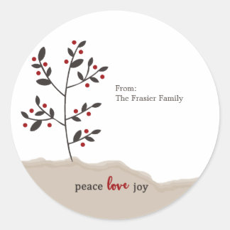 Peace Love Joy Holiday Gift Classic Round Sticker