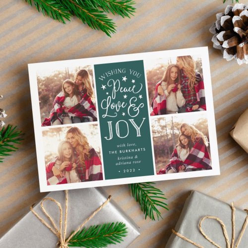 Peace Love  Joy  Holiday Photo Card