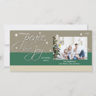 Peace Love Joy Holiday Photocard (green) Card