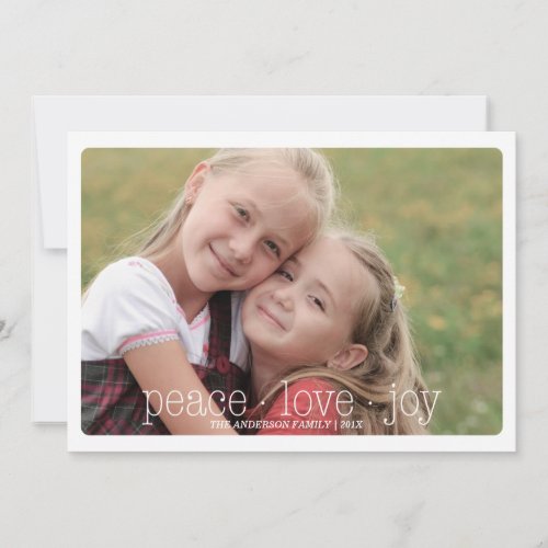 Peace, Love, Joy Holiday Photocard - Red