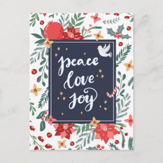 Peace Love Joy Holiday Postcard