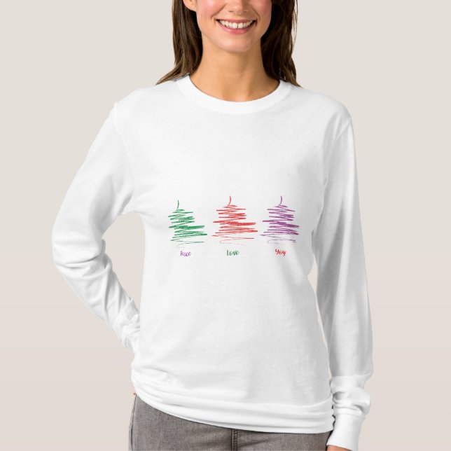 Peace Love Joy Holidays Tree Women's long sleeve T-Shirt (Front)