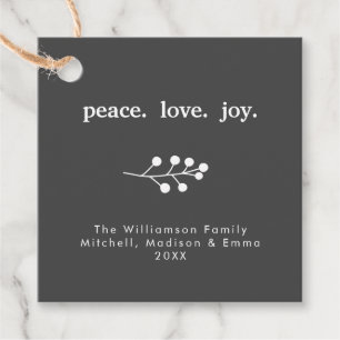 Peace Love Joy Holly Berries Holiday Christmas Favor Tags
