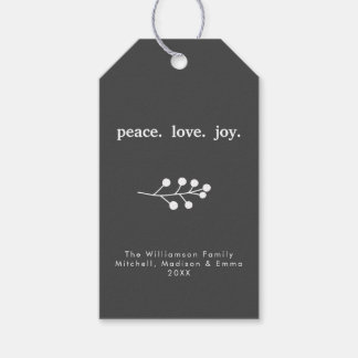 Peace Love Joy Holly Berries Holiday Christmas Gift Tags
