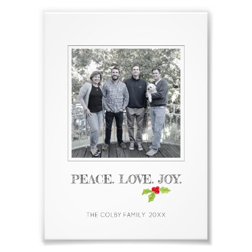 Peace Love Joy Holly Merry Christmas Unique Photo Print