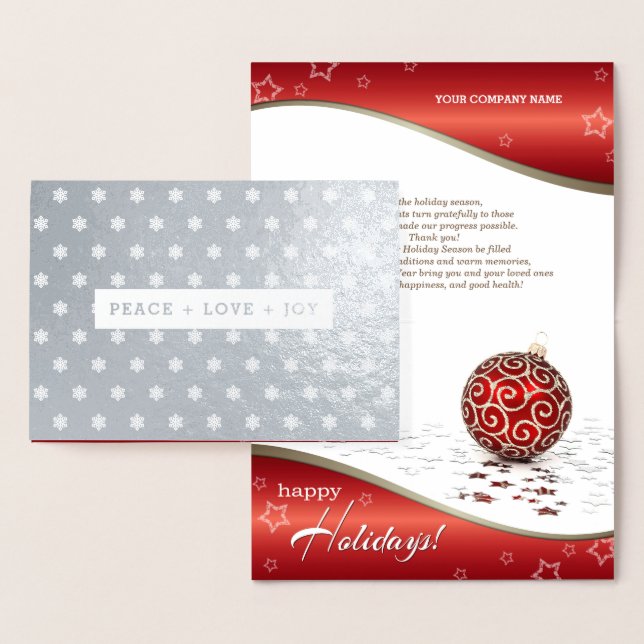 PEACE+LOVE+JOY. Luxury Christmas Corporate  Foil Card (Display)
