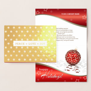PEACE+LOVE+JOY. Luxury Christmas Corporate Foil Card
