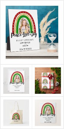 Peace Love Joy Merry Christmas Rainbow Photo