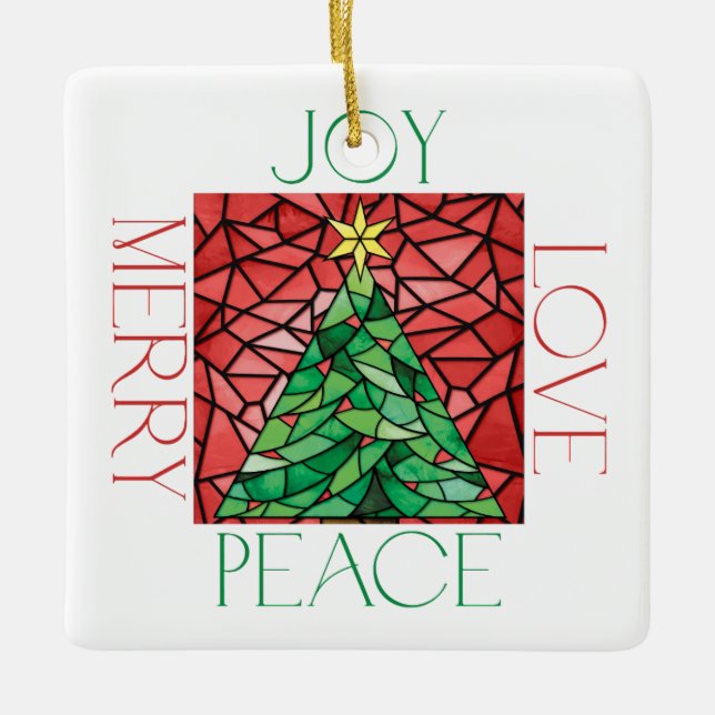 Peace Love Joy Merry  Photo Ornament (Front)