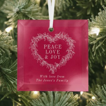 Peace, love joy mistletoe Christmas white red