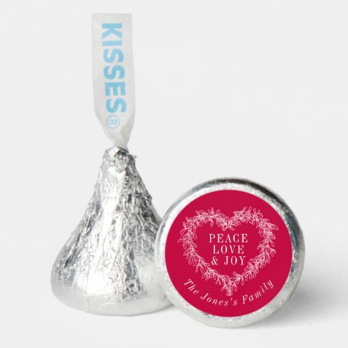 Peace love joy mistletoe Christmas white red Hersheys Kisses