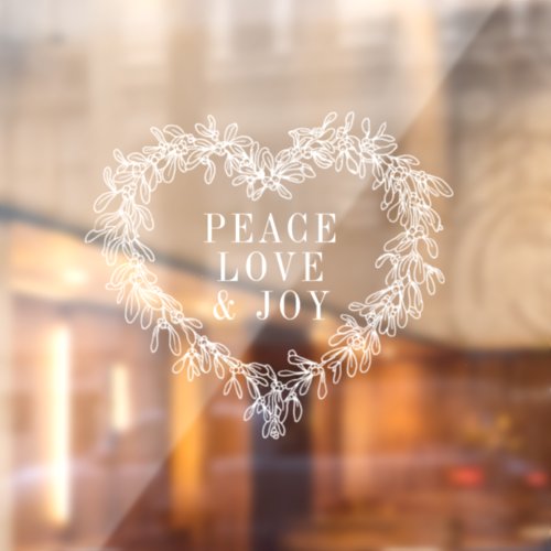 Peace love joy mistletoe Christmas white Window Cling
