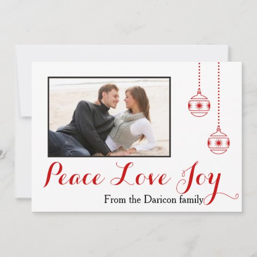 Peace Love Joy modern Christmas Groupon photo Holiday Card