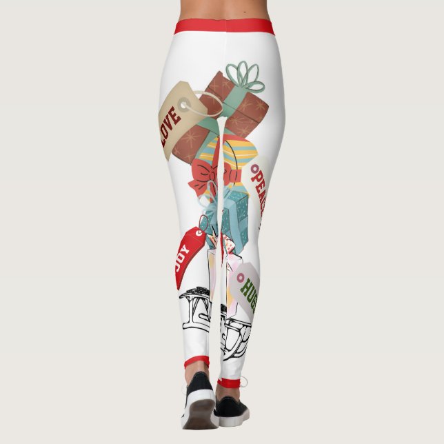 Peace Love Joy Modern Festive Christmas Leggings (Back)