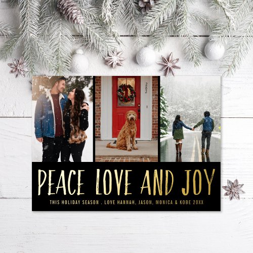 Peace Love Joy Multi_photo Holiday Photo Foil Card