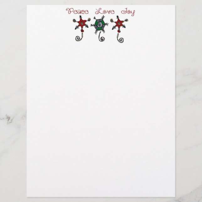 Peace Love Joy Ornaments Christmas Letter Paper (Front)