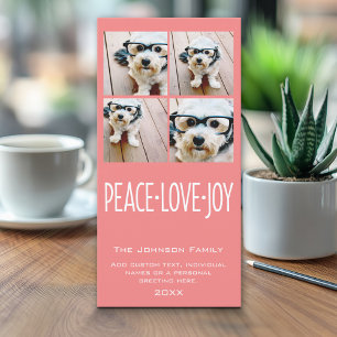 Peace Love Joy - photo collage Coral Holiday Card