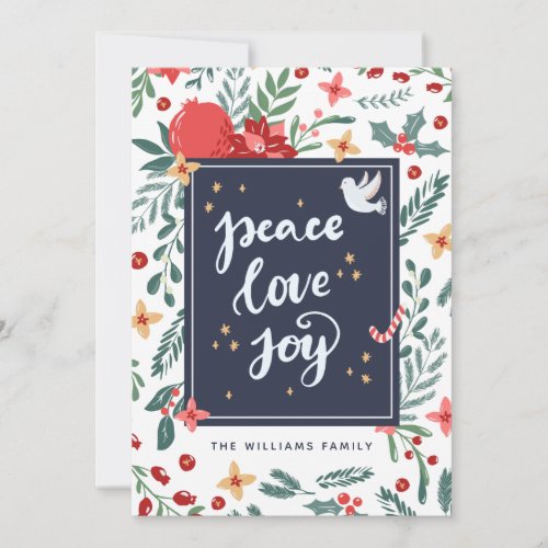 Peace Love Joy  Photo Holiday Card