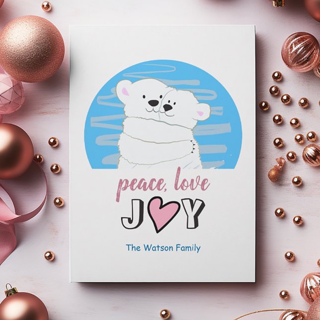 Peace Love Joy Polar Bears Christmas Holiday Card (Creator Uploaded)