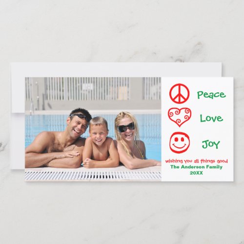 Peace Love Joy RedGreen _ Photocard Holiday Card