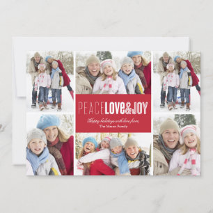Peace, Love & Joy Red Holiday Card