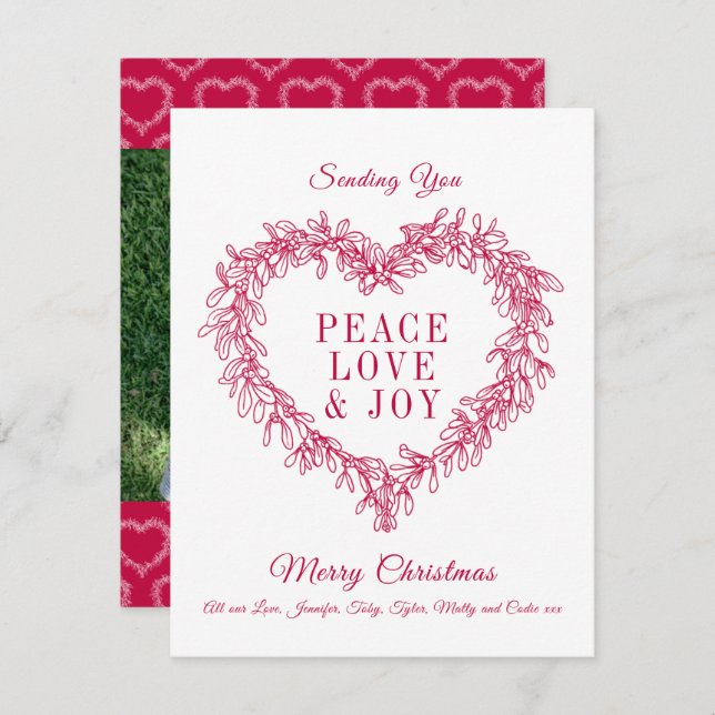 Peace, love joy red mistletoe heart Christmas (Front/Back)
